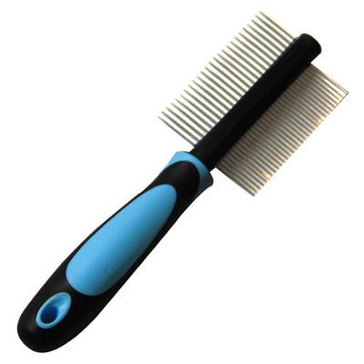Iconic Pet 15828 Double Sided Pin Comb For Dog And Cat Stainless Steel Pins - Blue
