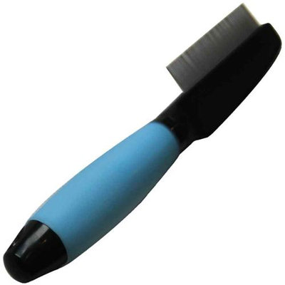Iconic Pet 15852 Single Sided Pin Flea Comb With Silica Gel Soft Handle - Blue
