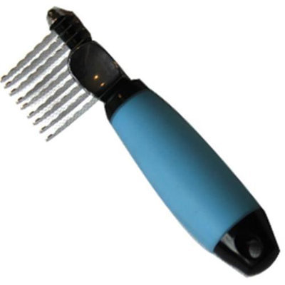 Iconic Pet 15866 Dematting Comb With Silica Gel Soft Handle For Dog And Cat - Blue