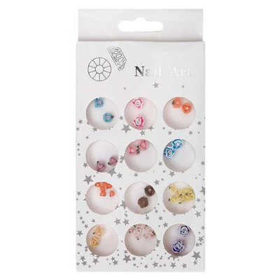Bundle Monster BMC 42pc Multicolor Mini Buds Large Rose Flower 3D Nail Polish Art Fimo Studs