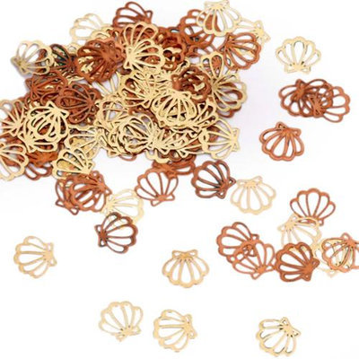 Bundle Monster BMC 120pc Flexible Gold Metal Scallop Shell Cut Out Nail Art Decorative Confetti