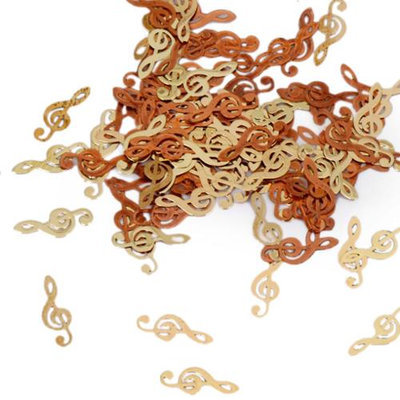 Bundle Monster BMC 120pc Flexible Gold Metal Treble Clef Cut Out Nail Art Decorative Confetti