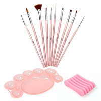 Bundle Monster BMC 12 pc Nail Art Design Brush Dotting Tool Palette Dish Holder Manicure Set