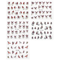 Bundle Monster BMC Red Pink Purple Colored Glitter Butterfly Nail Art Stickers - 5 Sheet Set