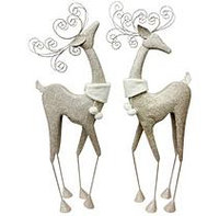 Holiday Time 2pc Fanicful Metallic Deer Set with Faux Fur Collar