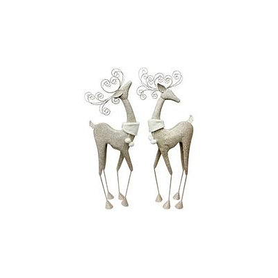 Holiday Time 2pc Fanicful Metallic Deer Set with Faux Fur Collar