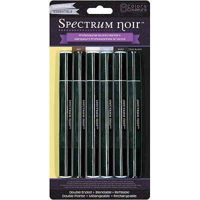 Crafters Companion ESSENTIALS Spectrum Noir Alcohol Markers 6 Pack