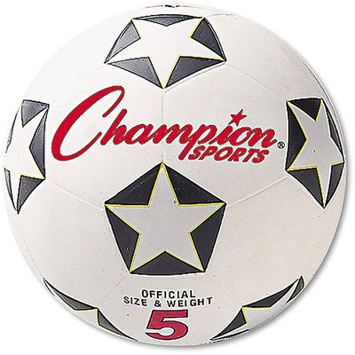 Champion Sports Rubber Sports Ball, For Soccer, No. 5, White/Black