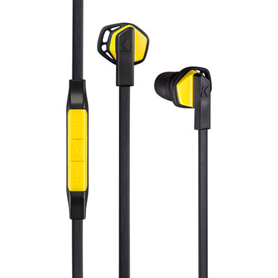 Kicker Cypher In-Ear Headphones with 3-Button In-Line Mic and Apple Controls (Yellow/Black)