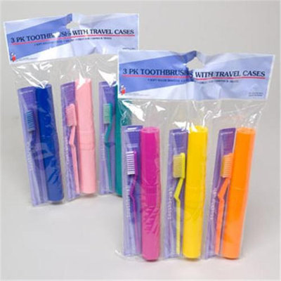 Bulk Buys 3 Pk Toothbrush With Travel Case - Case of 36