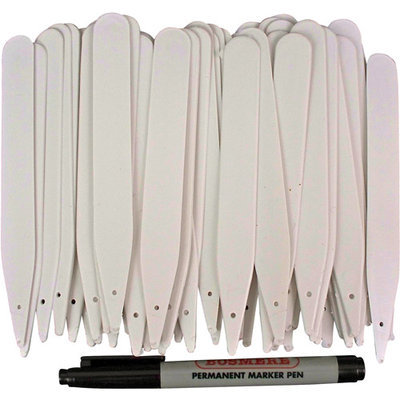 BOSMERE H166 6 in. Plant Labels - 100 White plus Permanent Marking Pen