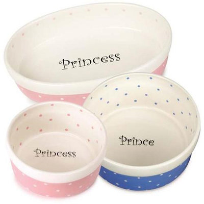 Pet Studio ZW680 04 20 Polka Dot Dish Cat 13oz Periwinkle-Prin