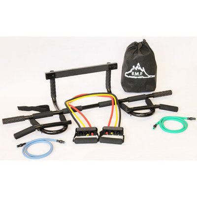 Black Mountain Products Heavy Duty Doorway Chin Up Pull Up Bar and New Set of 5 Resistance Bands