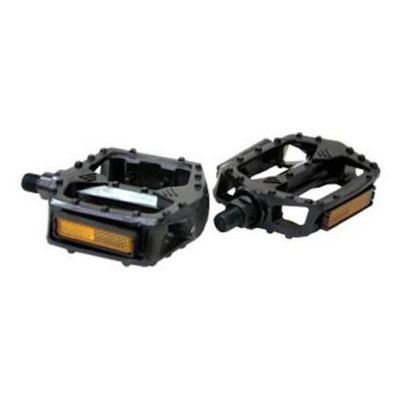 DUO Bicycle Parts 57KP500B01 Black Pedal 0.56 in. Steel Plus Reflector With Molded Traction Pins
