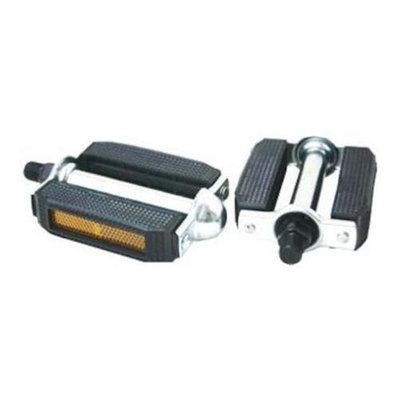 DUO Bicycle Parts 57KP723B01 Black Pedal 0.56 in. Steel Plus Reflector With Classic Vintage Appeal