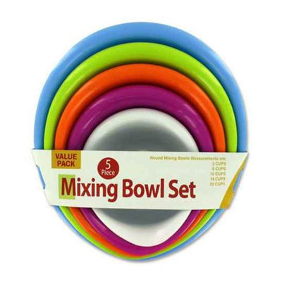 Bulk Buys OB570-1 Mixing Bowl Set - White/Green/Blue/Orange/Magenta