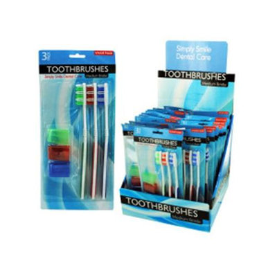 Bulk Buys 3 piece toothbrushes (24 piece per pdq) Case Of 24