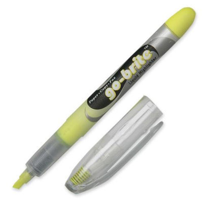 SkilCraft Highlighter, Water-based, 6/BX, Fluorescent Yellow. Pack of 6