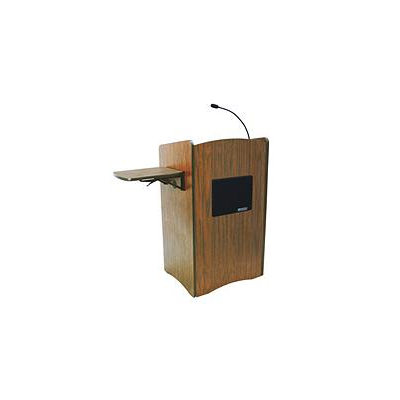 AmpliVox SS3230 Multimedia Computer Lectern with Sound, Medium Oak