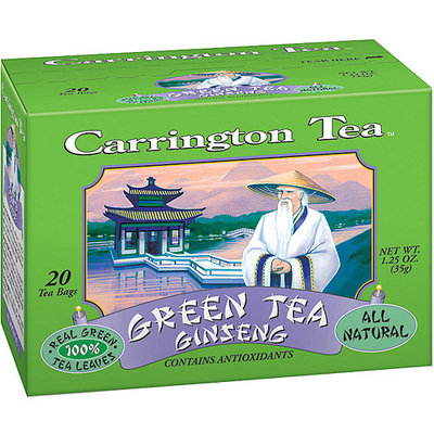 Carrington Tea Green Tea with Ginseng Tea Bags, 20 count per box, 1.25 oz, Pack of 6