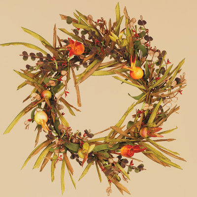 Oddity, Inc. Oddity Inc. 39989 6 in. Fall Grass Pomegranate Candle Ring - Pack of 2