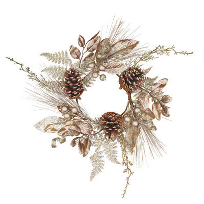 Oddity, Inc. Oddity Inc. 42259 6 in. Platinum Leaves Berry and Tendril Candle Ring - Pack of 2
