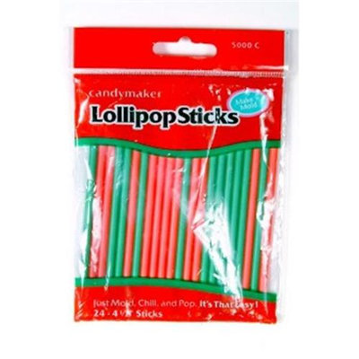 Make N Mold 5000C 4. 5 inch Red and Green Plastic Sticks, Pack of 12