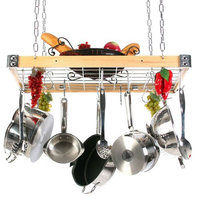 Rogar International Corp. 4156 - Gourmet Rectangle Wood/Metal Pot Rack