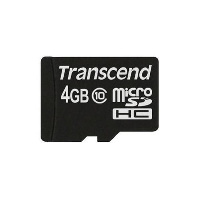 Transcend 4GB MicroSD High Capacity (microSDHC) - 1 Card - Class 10