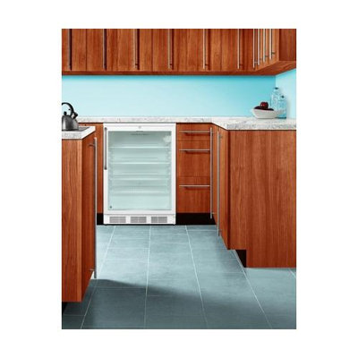 SUMMIT Commercially approved built-in beverage refrigerator, in white with glass door, lock, TB handle