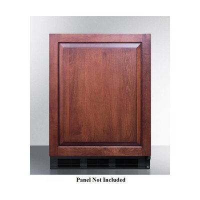 SUMMIT Built-in undercounter all-refrigerator in black with automatic defrost, designed to accept full overlay panels over the door