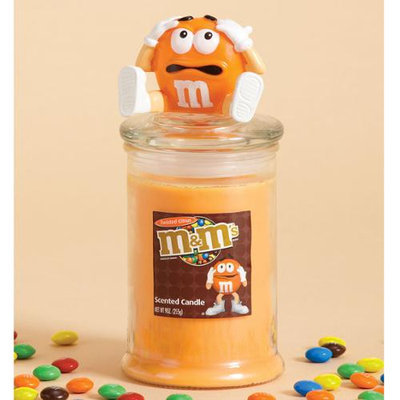 Cc Home Furnishings 4 Twisted Citrus Scented Glass Jar Pillar Candles With Orange M & M Lids 9 oz.