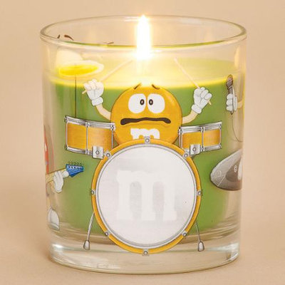 Cc Home Furnishings Pack of 4 Tarty Pear Scented Glass Votive Candles with M & M Band Design 6 oz.