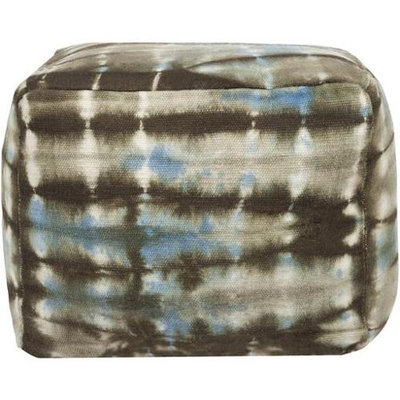 Diva At Home 16 Sky Blue and Dark Gray Tie-dyed Wool Square Pouf Ottoman