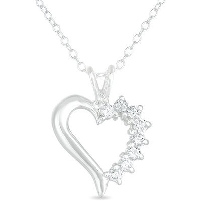 Cbc America Corp. CZ Sterling Silver Heart Pendant, 18