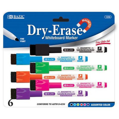 Bazic Products 1256-12 BAZIC Fancy Color Magnetic Dry-Erase Markers - 6-Pack - Case of 12