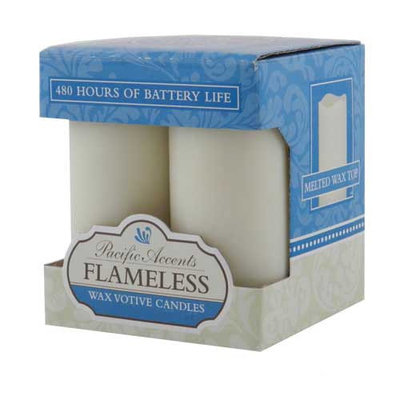 Pacific Accents Wax Wavy Top Votives Candle (Set of 4)