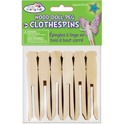 Multicraft Imports CW614 Square Doll Peg Clothespins 4. 25 inch 12-Pkg-Natural
