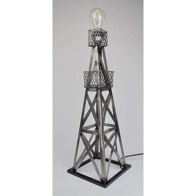 Metrotex Designs 29568 Steel Handmade Oil Derrick Lamp-Pewter Powder Coat Finish