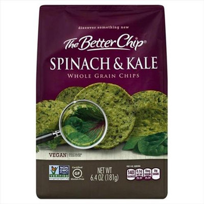The Better Chip 6.4 oz. Spinach & Kale Whole Grain Chips - Case Of 12