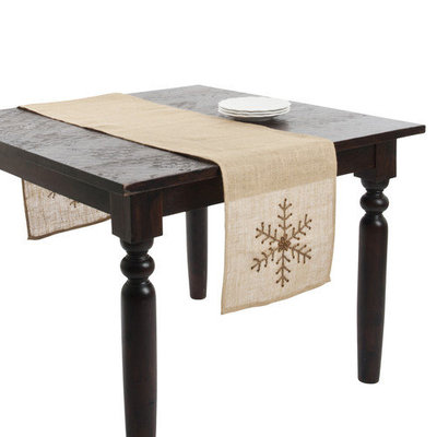 Saro Beaded Snowflake Design Table Runner