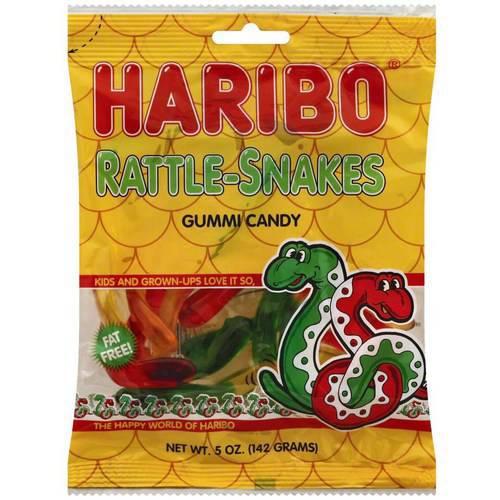 Haribo Rattle-Snakes Gummi Candy, 5 oz, 6 count, (Pack of 6)
