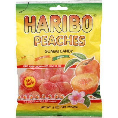 Haribo Peaches Gummi Candy, 5 oz, (Pack of 12)