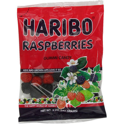 Haribo Raspberries Gummi Candy, 5 oz, (Pack of 12)