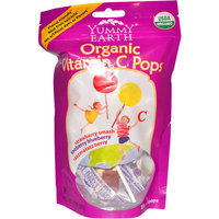 YummyEarth Organic Vitamin C Pops, 15 count, 3 oz, (Pack of 3)