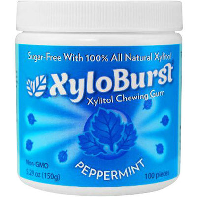 XyloBurst Peppermint Xylitol Chewing Gum, 100 count, 2.59 oz, (Pack of 3)