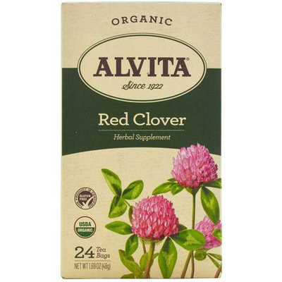 Alvita Organic Red Clover Herbal Supplement Tea Bags, 24 count, 1.69 oz, (Pack of 3)