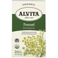 Alvita Organic Fennel Herbal Supplement Tea Bags, 24 count, 1.98 oz, (Pack of 3)