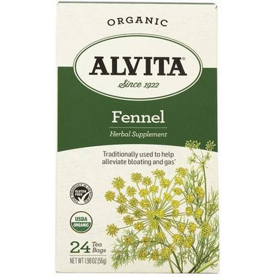 Alvita Organic Fennel Herbal Supplement Tea Bags, 24 count, 1.98 oz, (Pack of 3)