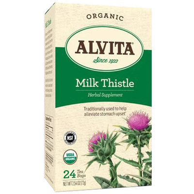 Alvita Organic Milk Thistle Herbal Supplement Tea, 24 count, 2.54 oz, (Pack of 3)